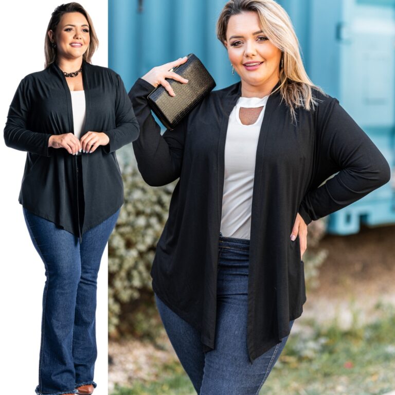 Kimono Cardigan Social Feminino Plus Size Basico C