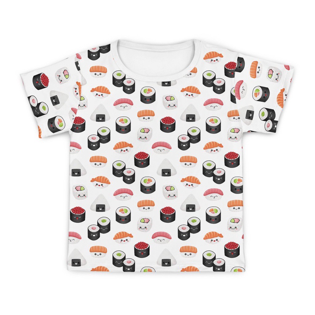 Camisa Manga Curta Infantil Unissex Proteção Solar+50 Sushi MiniBoo