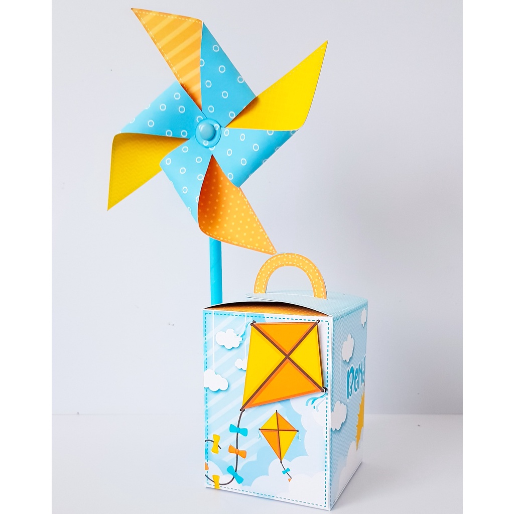 Caixinha para festa tema pipa e catavento