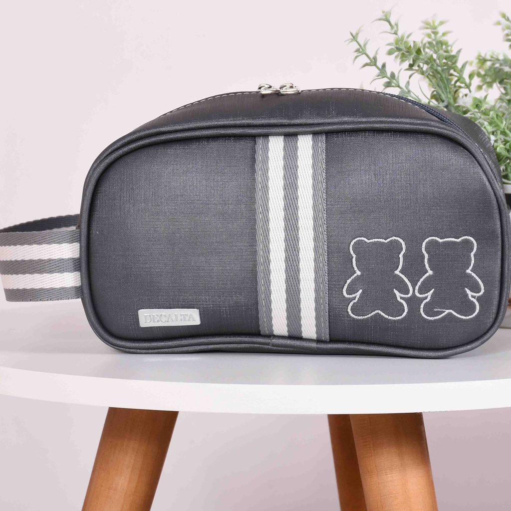Nécessaire Menino/Menina Listras Cinza Grafite – Belaa Baby