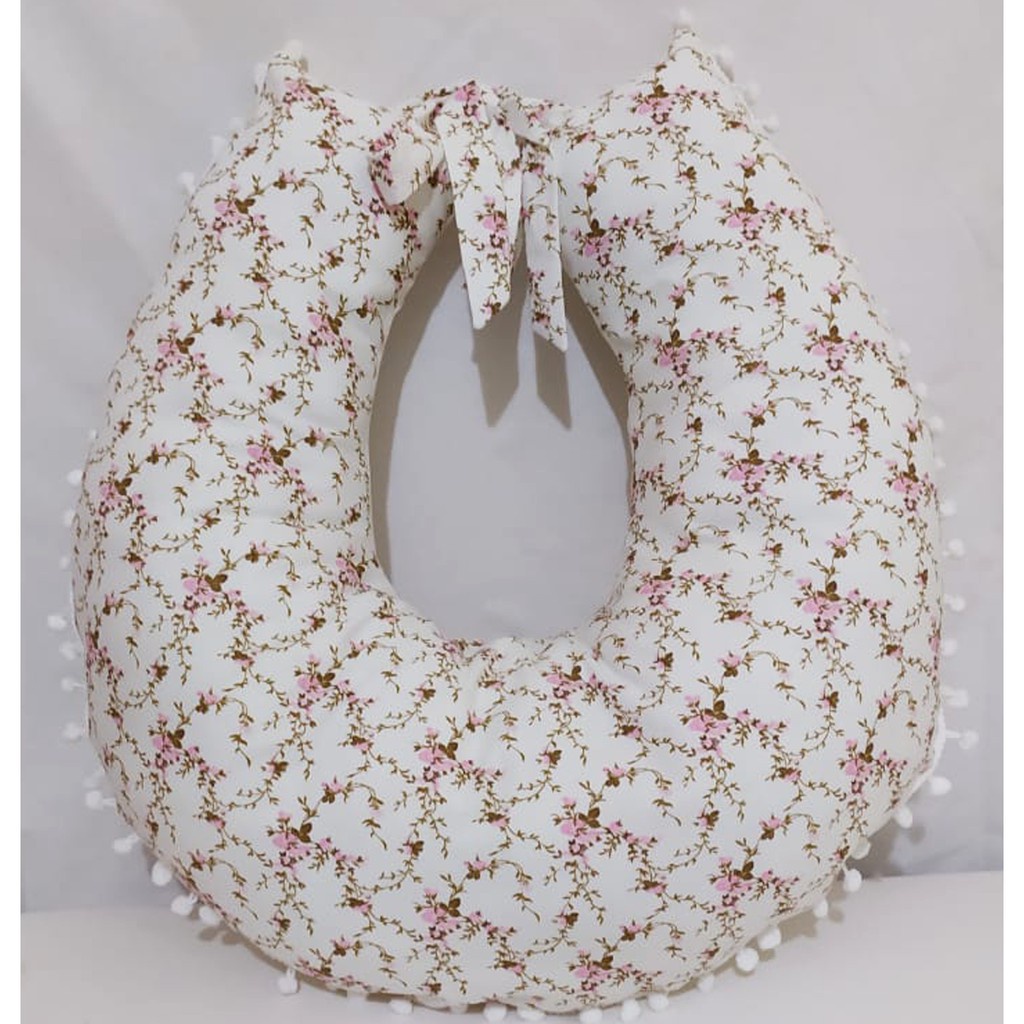 Almofada para Amamentação para Amamentar Bebê Flores 100% Algodão Meninas