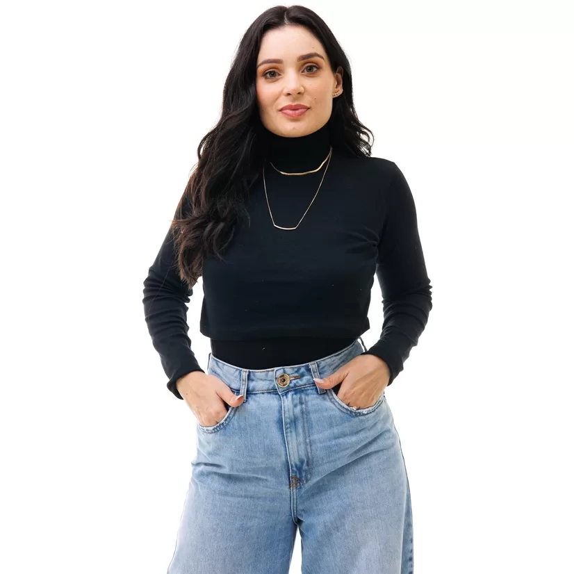 Blusa Amamentação Gola Alta Manga Longa VÁRIAS CORES