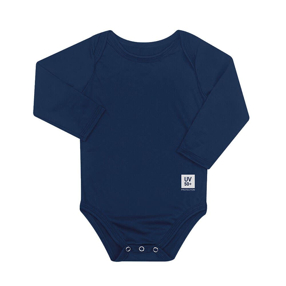 Body Infantil com Proteção Solar UV 50+ Manga Longa Azul Marinho Vitho
