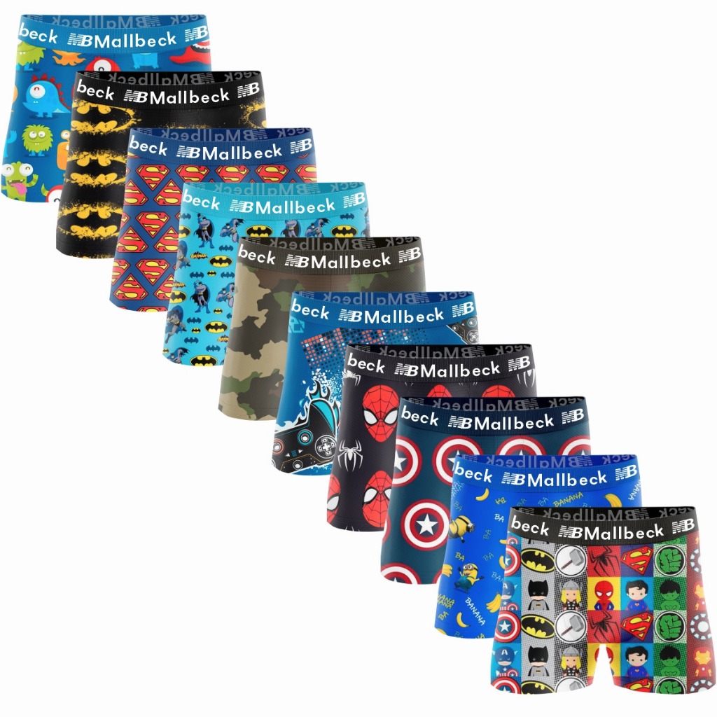 Kit 5 Cuecas Box Boxer Infantil Microfibra Infantil Menino Cueca