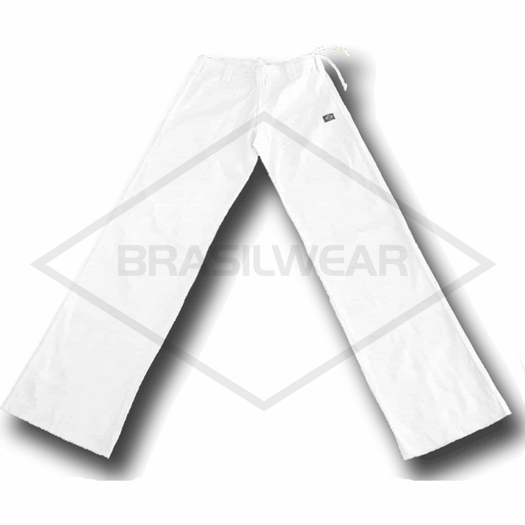 Calça de Capoeira Abada Branco em Helanca Poliamida Brasilwear gratis Fita Senhor do Bonfim