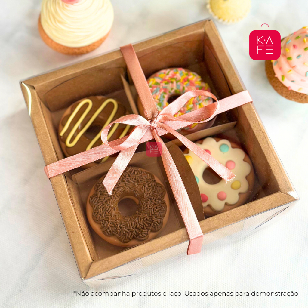 Caixa 4 Pães de Mel Kraft com Forma (13,2×13,2x4cm)