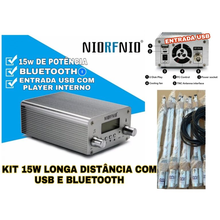 transmissor 15w fm com Bluetooth e player interno 