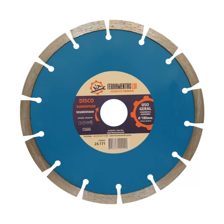 Disco Diamantado 7 Polegadas 180mm Segmentado Furo