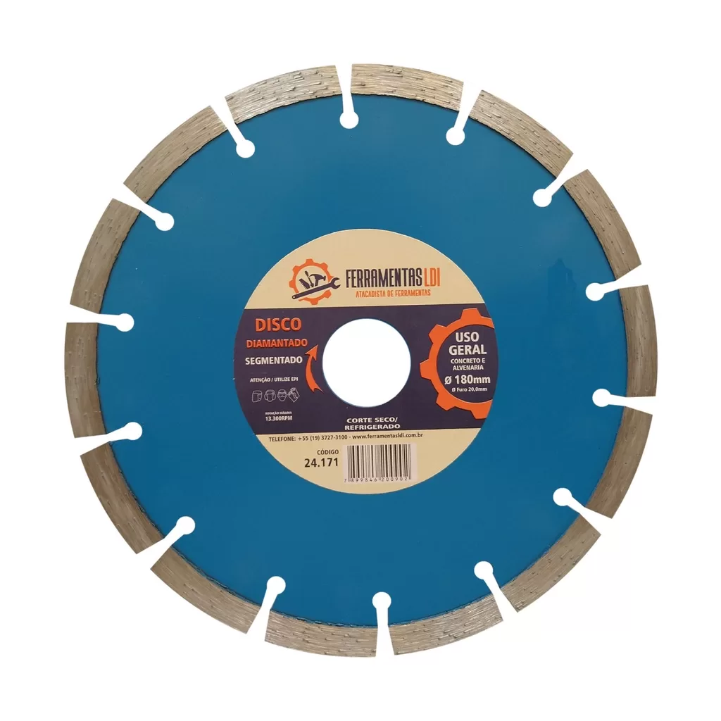 Disco Diamantado 7 Polegadas 180mm Segmentado Furo 22mm Ldi Ferramentas