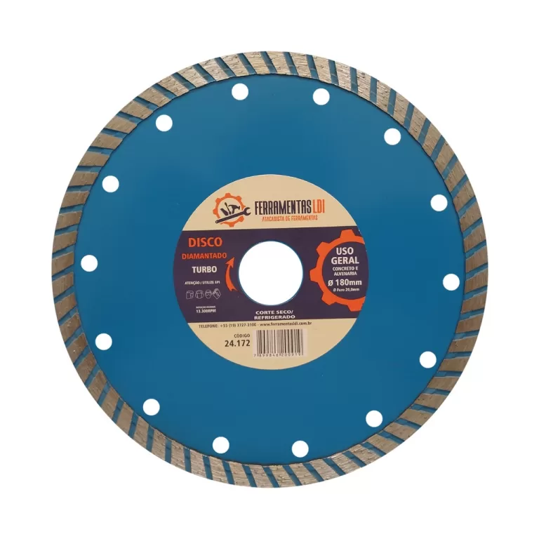 Disco Diamantado 7 Polegadas 180mm Turbo Furo 22mm