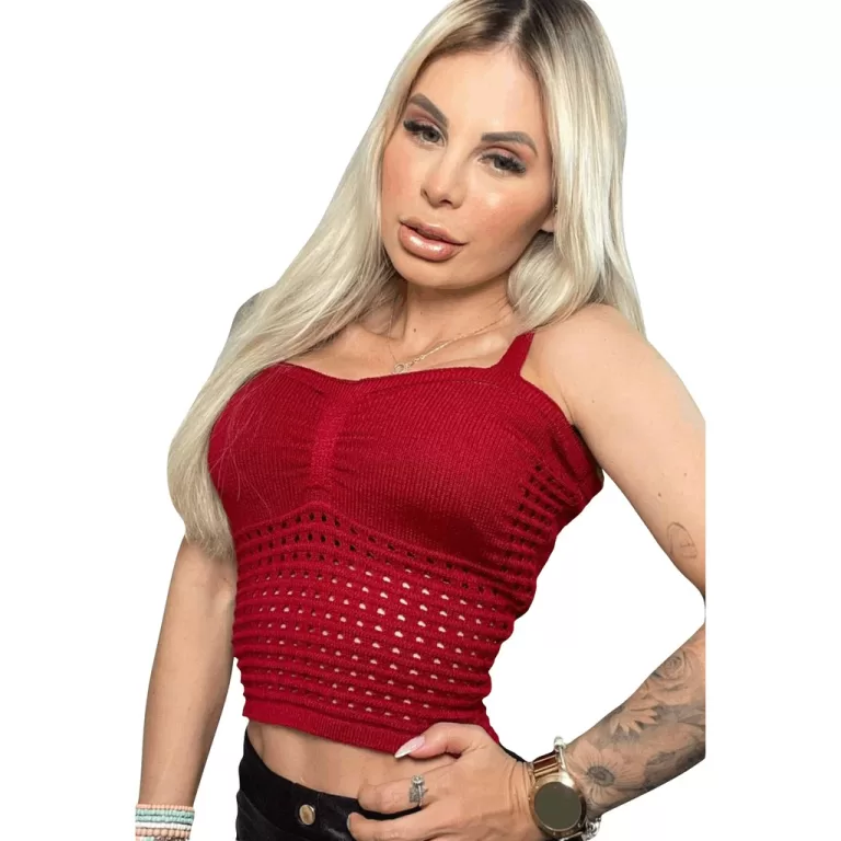 Blusa Feminina Verão Croped Trico Modal Elasticid