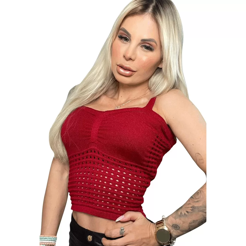 Blusa Feminina Verão Croped Trico Modal Elasticidade
