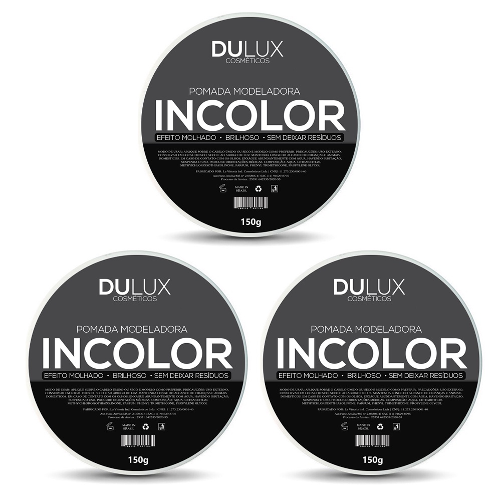 03 Cera Modeladora Dulux Incolor 150g Cabelo e Barba
