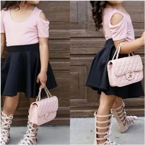 Conjunto Saia Godê E Blusa Infantil Manga Curta C