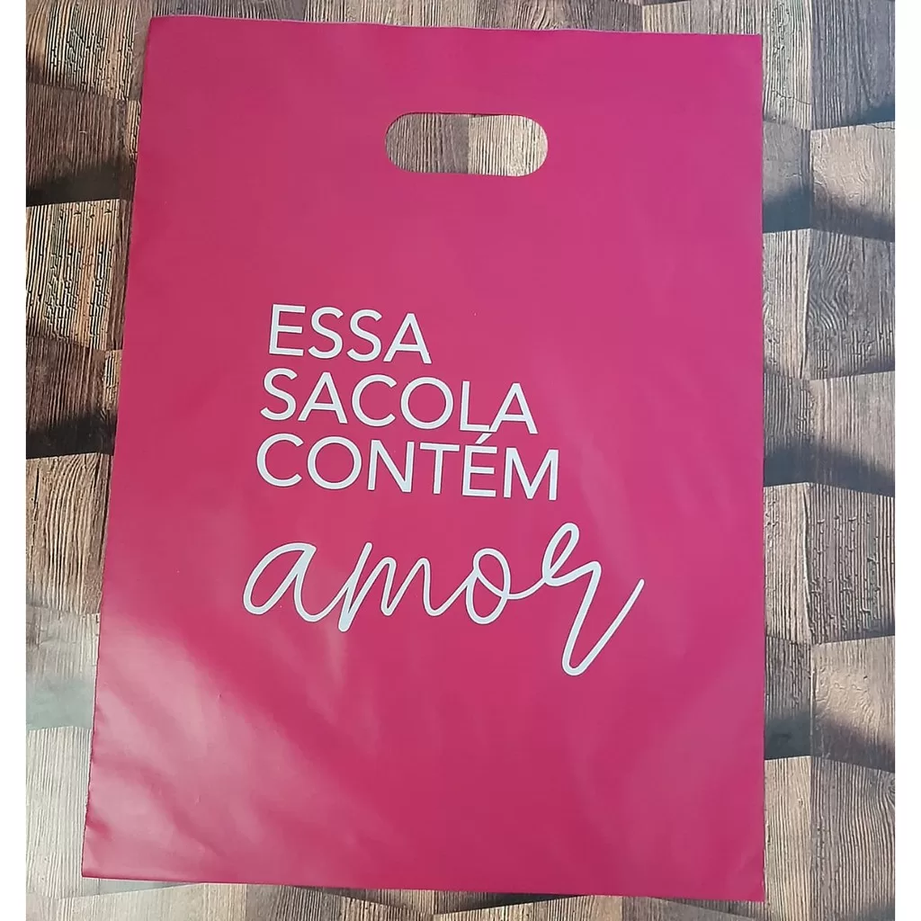Sacolas Plástica 30×40 – Essa sacola contem Amor