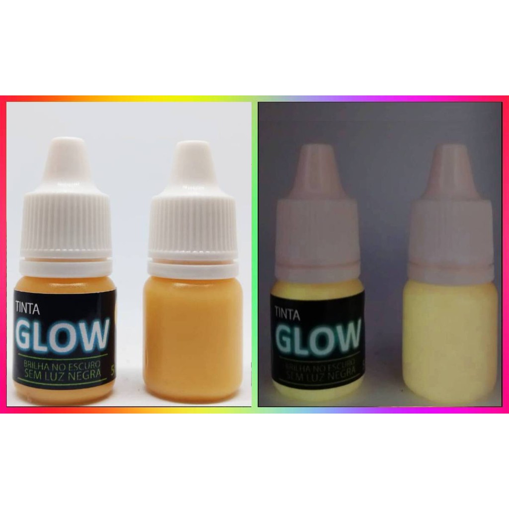Tinta Glow Corion 5ml C/Aplicador Brilha No Escuro Sem Luz Negra Fosforescente Neon (Laranja Neon)