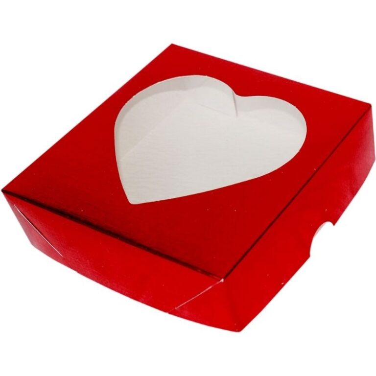 Caixa com Visor Coração Cores(14cm x 14cm x 4cm)