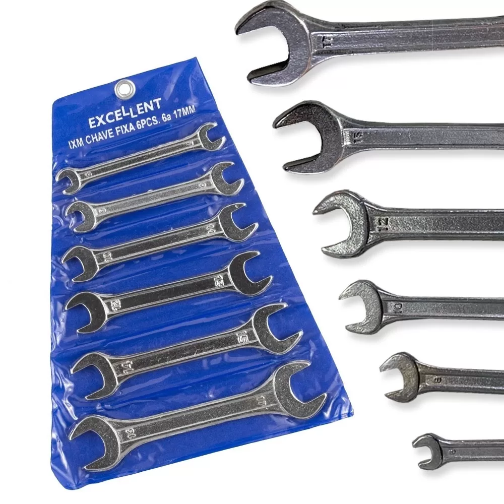 Jogo Chave de Boca Fixa Com 6 Peças Kit 6 A 17mm Para Aperto e Desaperto Excellent