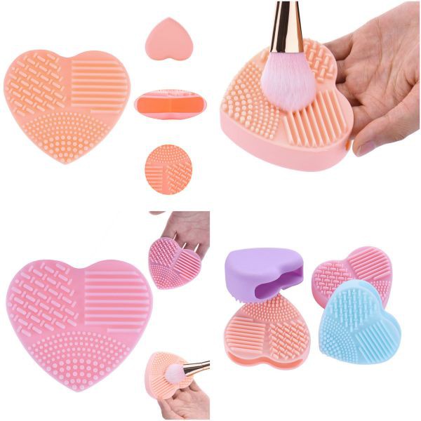 Limpador de Pincéis Maquiagem Coração Silicone 