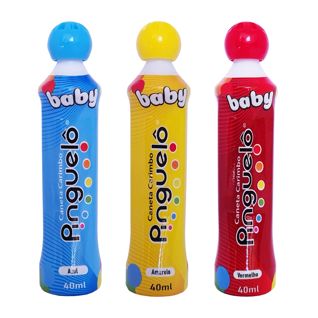 Kit 3 Canetas Carimbo Pinguelo Baby 40ml –  Cores Primárias