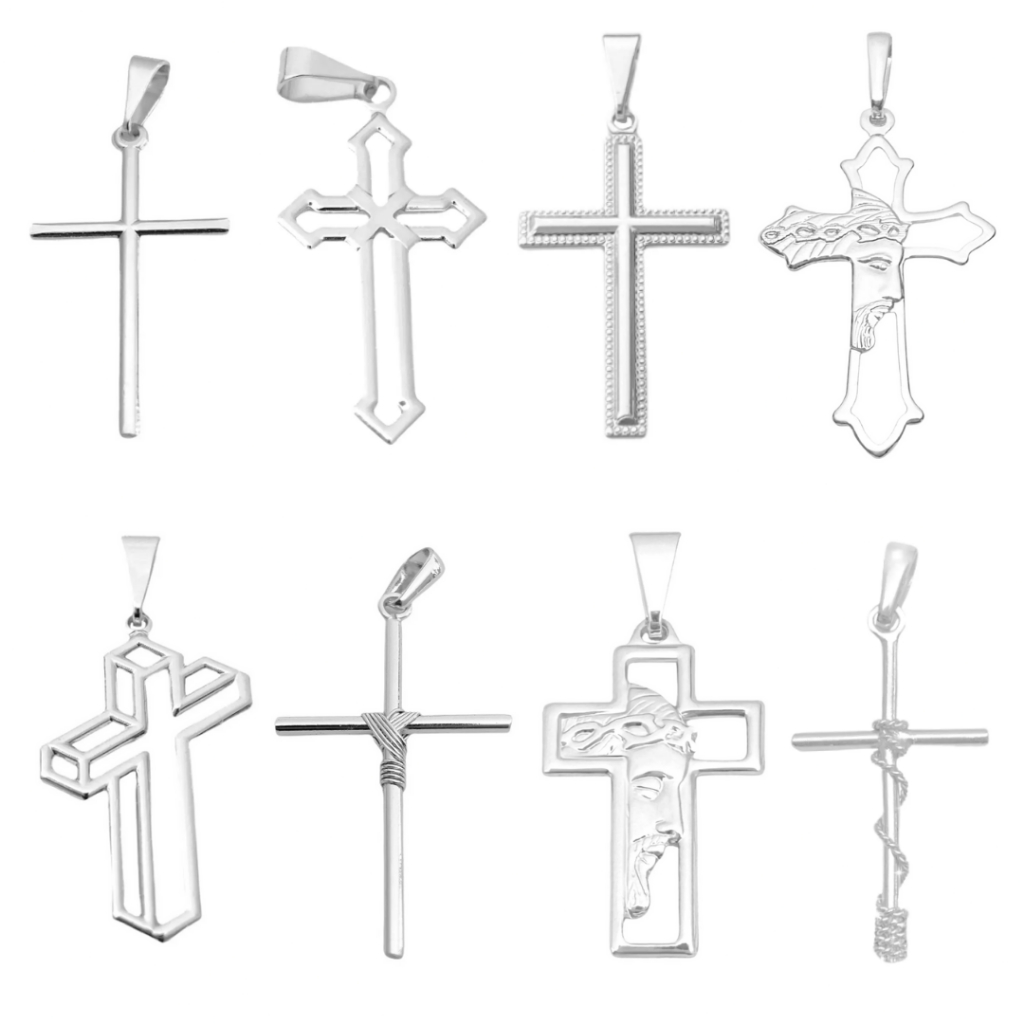 Pingente Masculino de Prata Maciça 925 Crucifixo Rosto De Cristo Banhado a Prata 925 Pingente de Cru