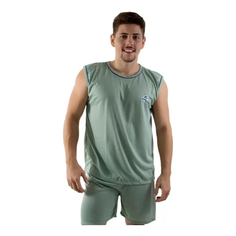 Pijama Regata Curto Masculino Verão Moda Conforto