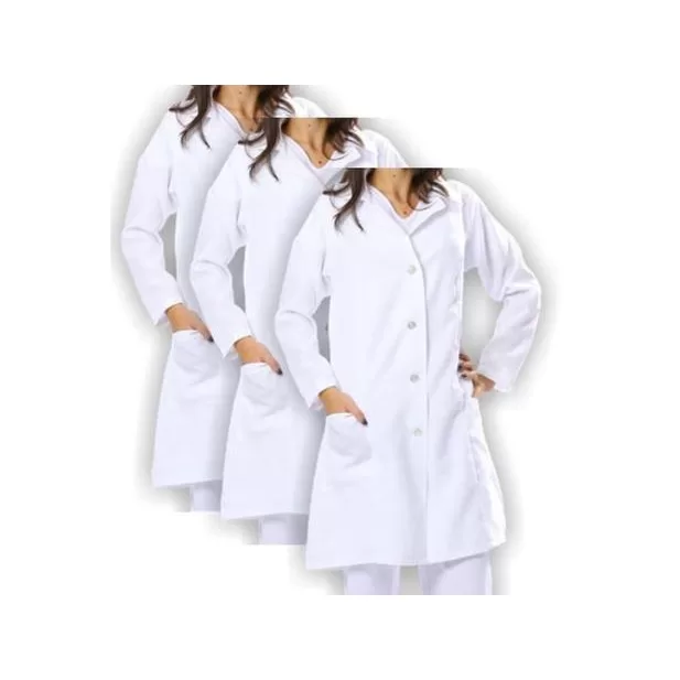 Jaleco Manga Longa Feminino Oxford Branco Enfermei