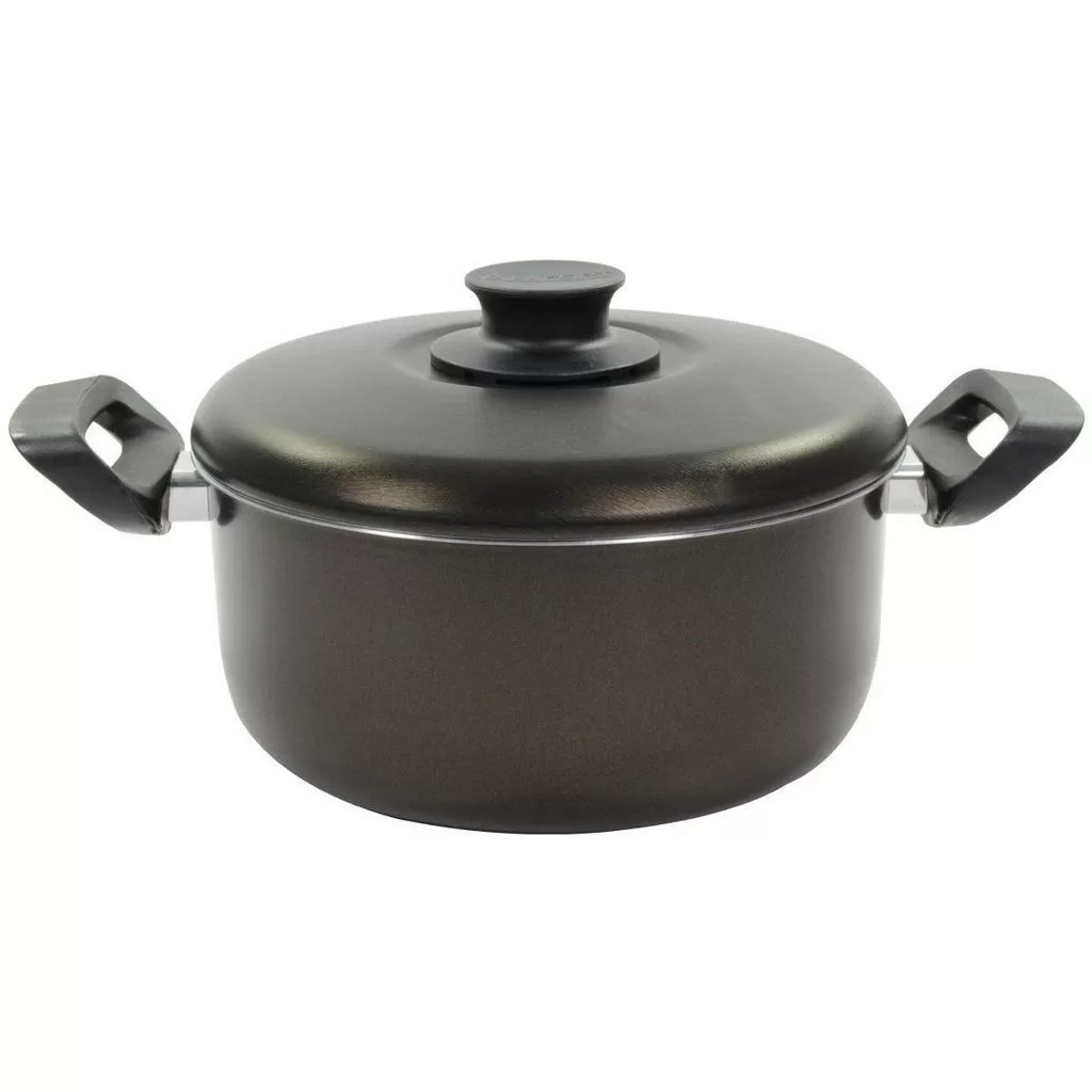 Panela Caçarola em Alumínio Com Alças 24cm Antiaderente Preta