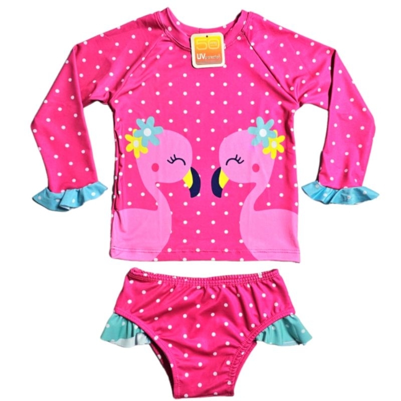 Conjunto Biquini Bebe Camiseta + Calcinha Proteção Uv Praia Verão moda