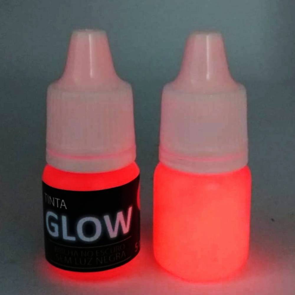 Tinta Glow Corion 5ml C/ Aplicador Brilha No Escuro Sem Luz Negra Fosforescente Neon (Vermelho Neon)