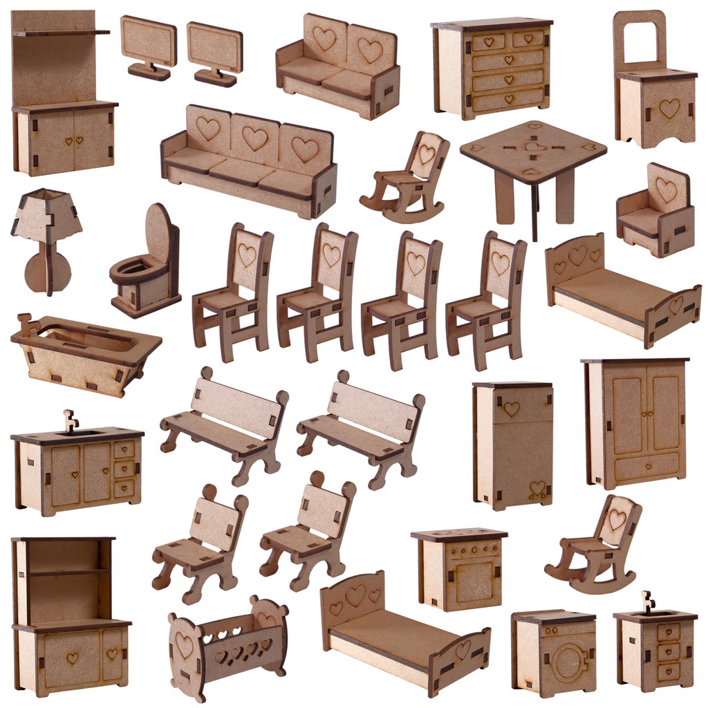 Kit 32 Mini Móveis Casa De Boneca Polly Super Promoção MONTADO