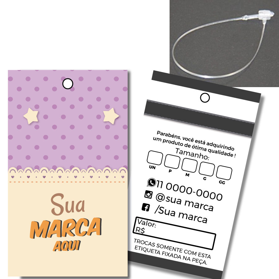 Tag para Roupa Personalizada Cordão de Nylon 500 und