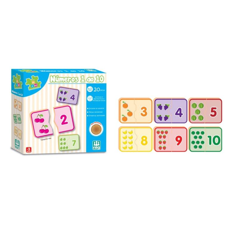 JOGO PEDAGOGICO NUMEROS 1 AO 10 EM MADEIRA –