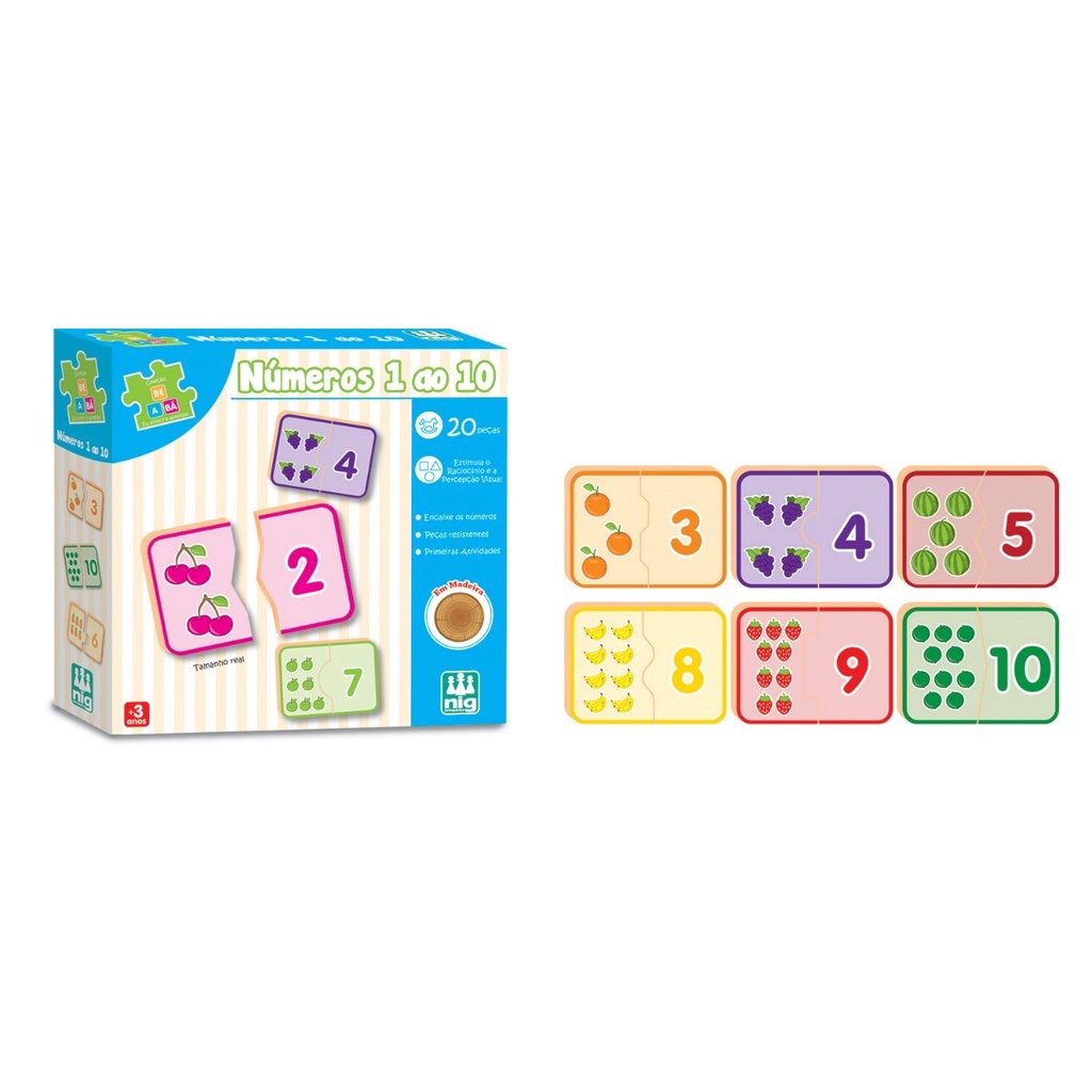 JOGO PEDAGOGICO NUMEROS 1 AO 10 EM MADEIRA – NIG BRINQUEDOS