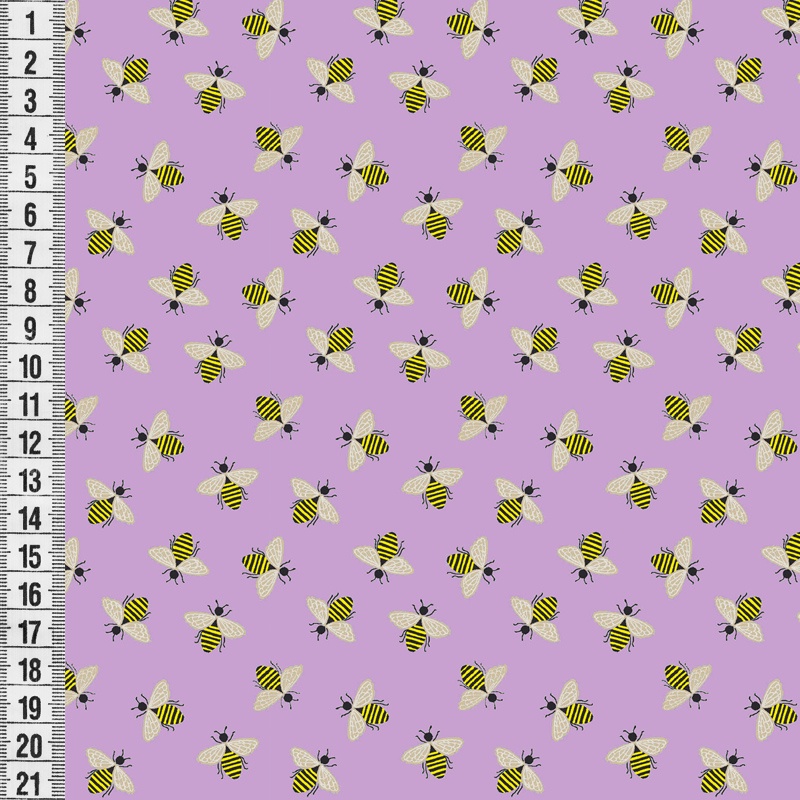 Tricoline Estampado Abelha Campo Lilás – A Partir de 50cm