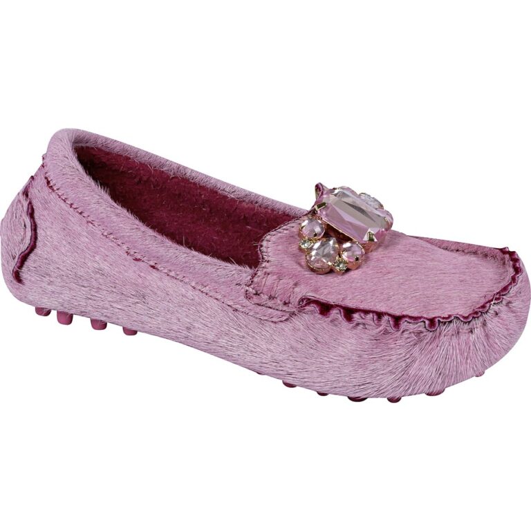 Mocassim Infantil Feminino Em Couro com Pêlo Leg