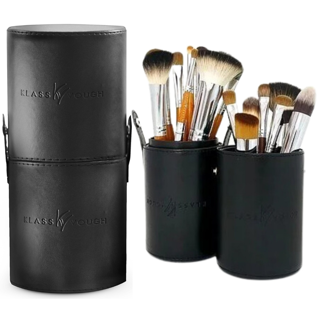 Porta Pincel de Mesa Klass Vough Copo Cilíndrico 2 Em 1 Preto GG