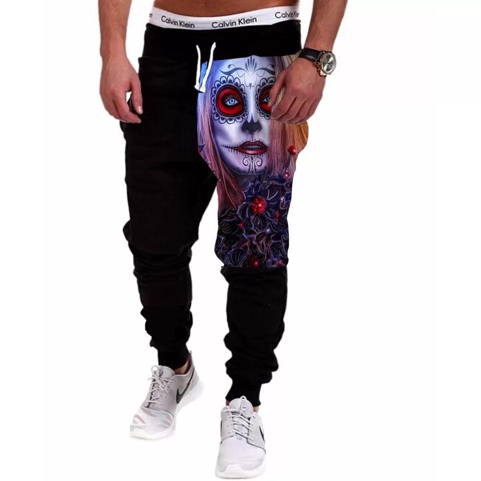 Calça Masculina de Moletom Estampado por Sublimação Caveira Mx Olhos Vermelhos A162