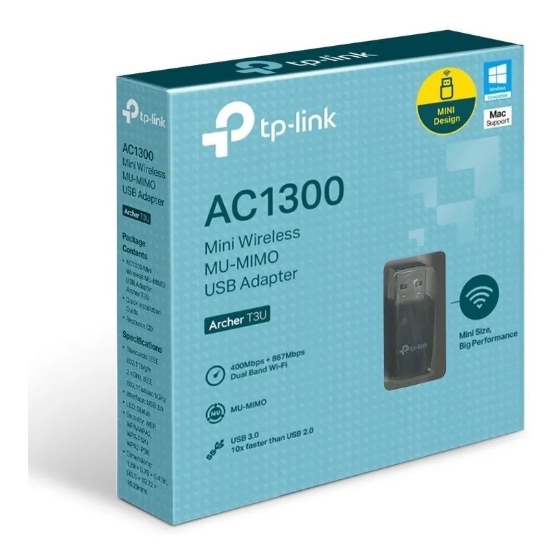 Adaptador Usb Mini Wi-fi Mu-mimo Ac1300 Tp-link Archer T3u