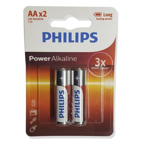 Cartela com 2 Pilhas AA Alcalina 1,5v Philips