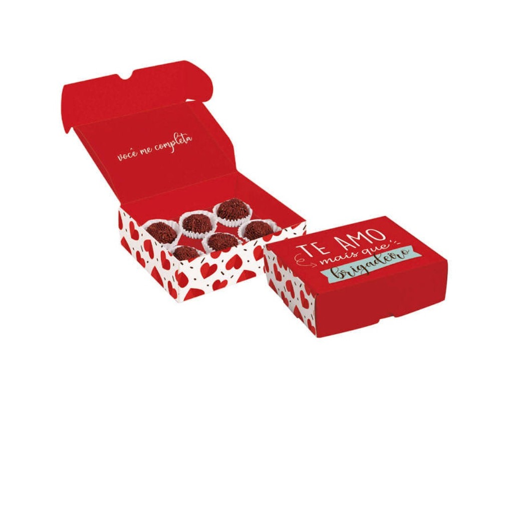 CAIXA PARA 8 BRIGADEIROS TE AMO 17X10,6X4,5 – C/ 10 UNIDADES