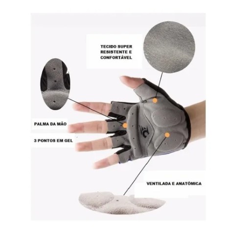 Luva Ciclismo Gel Ciclista Meio Dedo Bike Biciclet