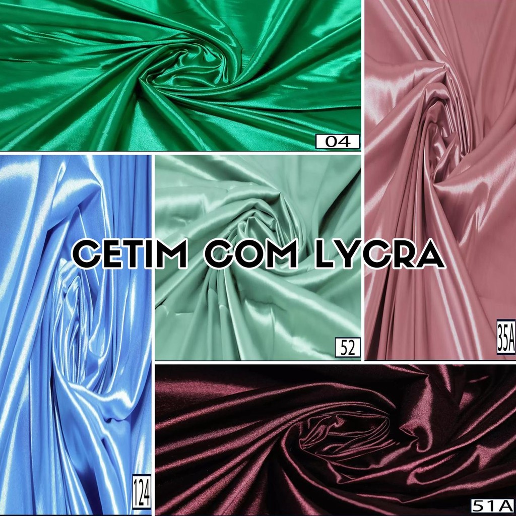 6 Metros Tecido Cetim Com Lycra Elastano – Várias Cores (6m x 1,47m)