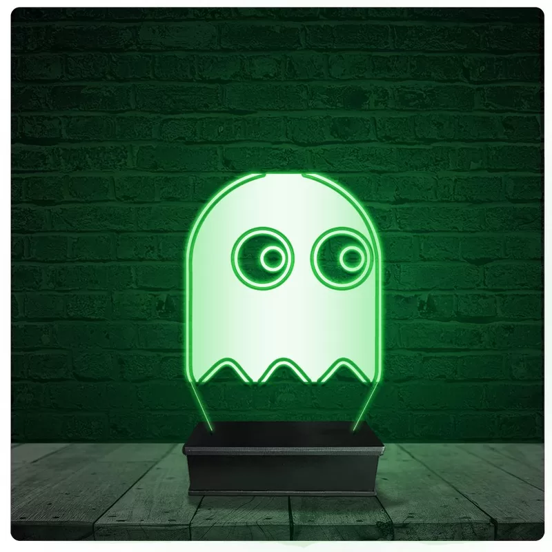 Luminária Abajur Acrílico Led – Fantasma Pac-Man Jogo