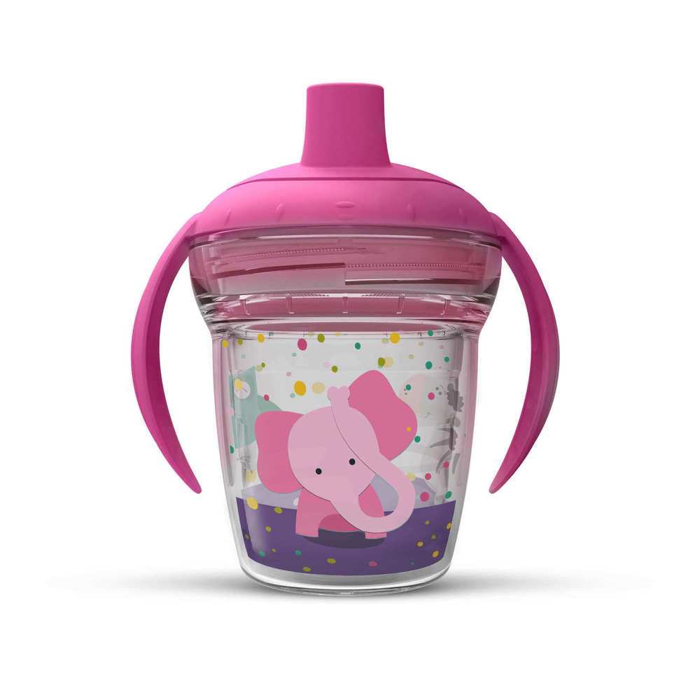 Copo Infantil de Transição Elefante Rosa 170 ml Antivazamento