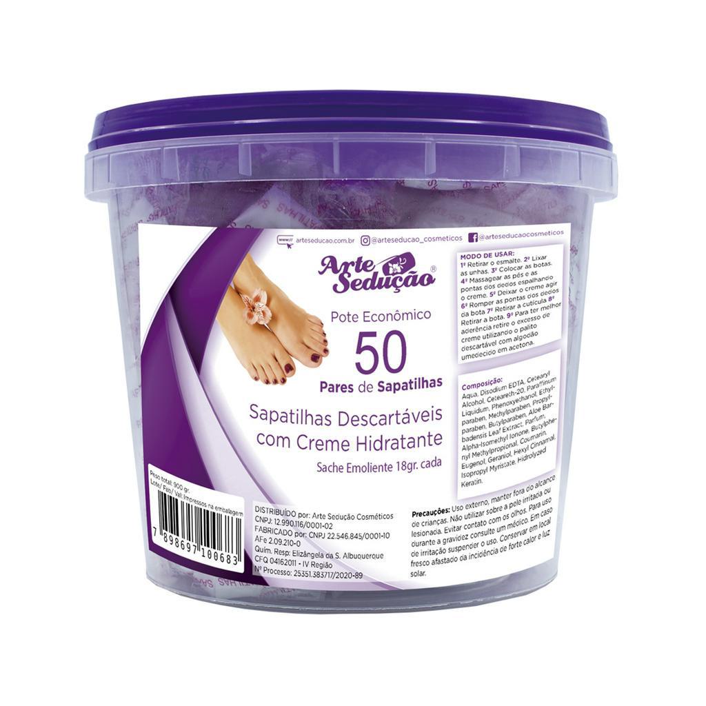 Sapatilhas C/ Creme Emoliente Manicure Arte Sedução 50 Pares