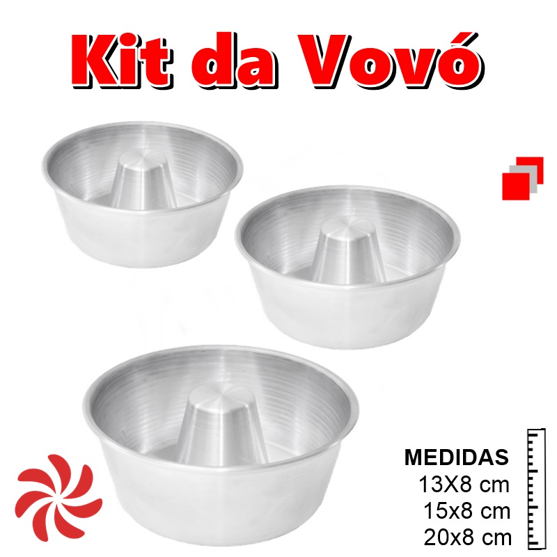 KIT DA VOVÓ: 03 FORMAS TORTA SUIÇA (13×8 – 15×8 – 20×8)