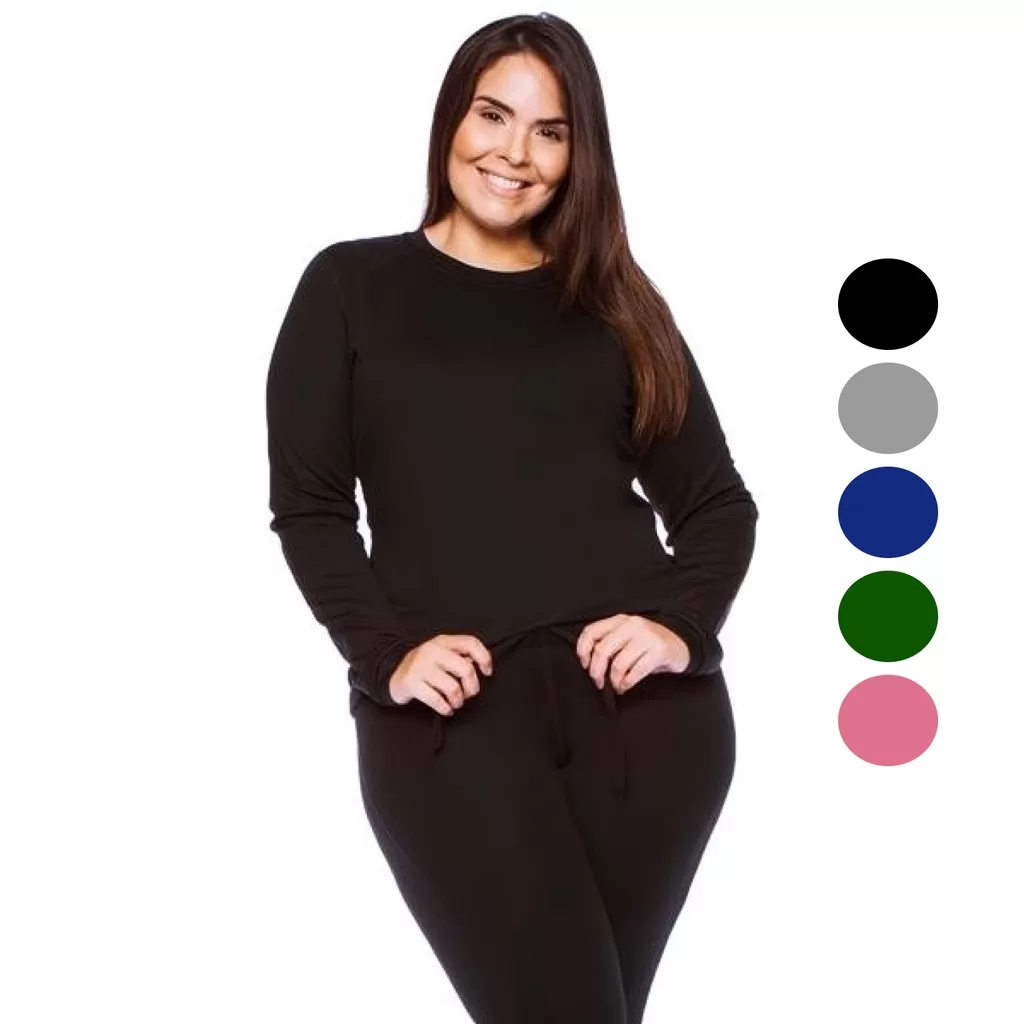 Blusa Térmica Peluciada Forrada Feminina Roupa de Inverno Temos Plus Size