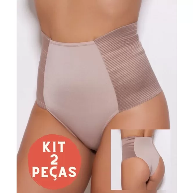 Kit com 2 Cintas Cós Alto Modeladora Abdominal an
