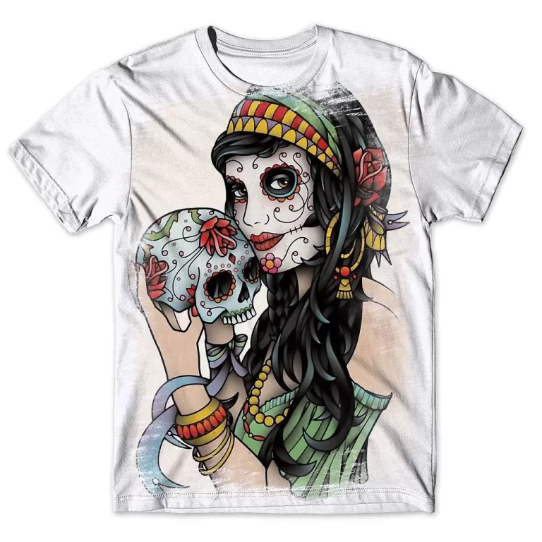 Camisa Camiseta Masculina Caveira Mexicana 50